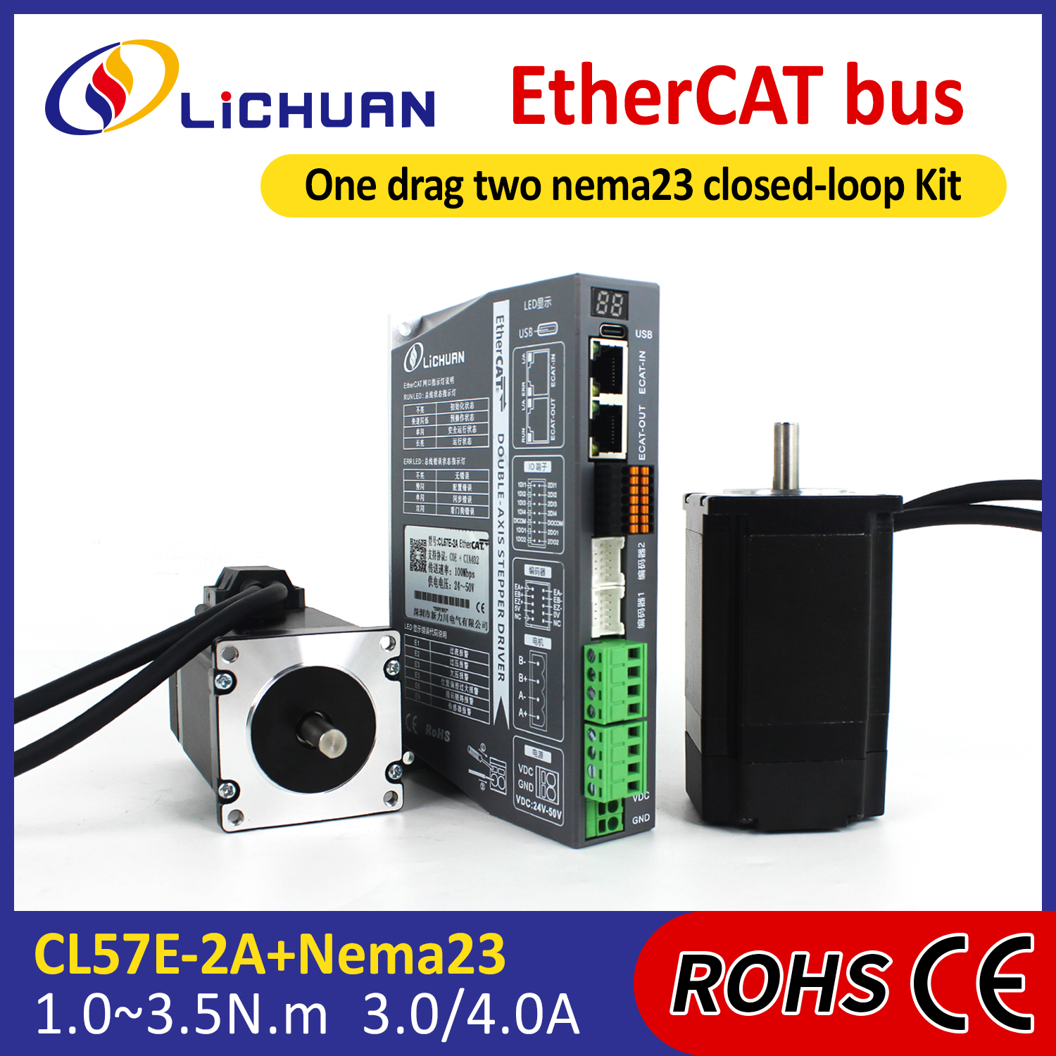 Lichuan 2-Axis DC Closed Loop Stepper Motor Drivers Controller Kit 3.0N ...