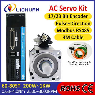 Lichuan AC Servo Motor Drivers Kit A5 LC10P 750W 0.75KW 2.39N.m 220V 4.5A 3000RPM IP65
