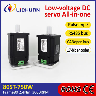 Lichuan Integrated Servo Motors Driver Pulse/RS485/CANopen Control 1000W 3.2N.m DC48V 20/25A 3000RPM IP65