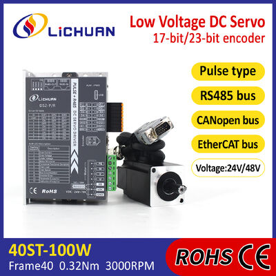 Lichuan DC Servo Motor Drivers Kit DS2-10P/R/C/E Low Voltage 100W 0.32N.m 24/48V 3.7/6.5A 3000RPM IP65