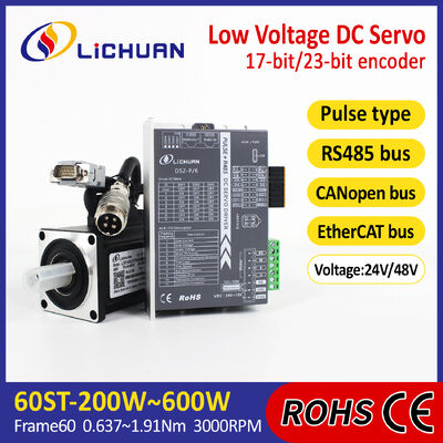Lichuan DC Servo Motor Drivers Kit DS2-10P/R/C/E Low Voltage 1.27N.m 400W 24/48V 6/10/12/15A 3000RPM IP65