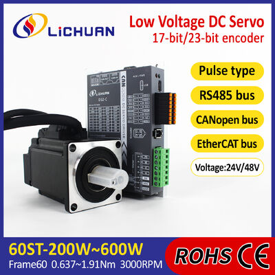 Lichuan DC Servo Motor Drivers Kit DS2-10P/R/C/E Low Voltage 1.91N.m 600W 24/48V 6/10/12/15A 3000RPM IP65
