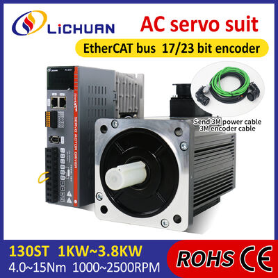 Lichuan AC Servo Motor Drivers Kit LC30E50E Series 4.0N.m 1.0KW 1000W 220V 4.0/5.0/6.0/7.5/9.5/10/13.5A 1500/2500RPM IP66