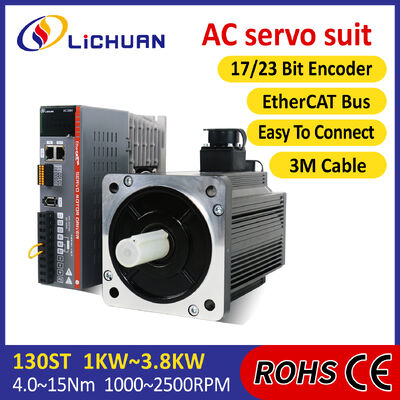 Lichuan AC Servo Motor Drivers Kit LC30E50E Series 6.0N.m 1.5KW 1500W 220V 4.0/5.0/6.0/7.5/9.5/10/13.5A 1500/2500RPM IP66