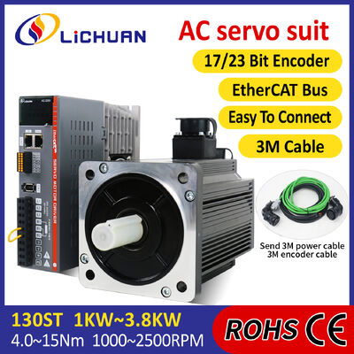 Lichuan AC Servo Motor Drivers Kit LC30E50E Series 10N.m 1.5KW 1500W 220V 4.0/5.0/6.0/7.5/9.5/10/13.5A 1500/2500RPM IP66