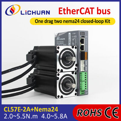 Lichuan 2-Axis DC Closed Loop Stepper Motor Drivers Controller Kit 2.0N.m 2Phase Nema24 DC24V~50V 4.0/4.5/5.0/5.8A 1000PPR
